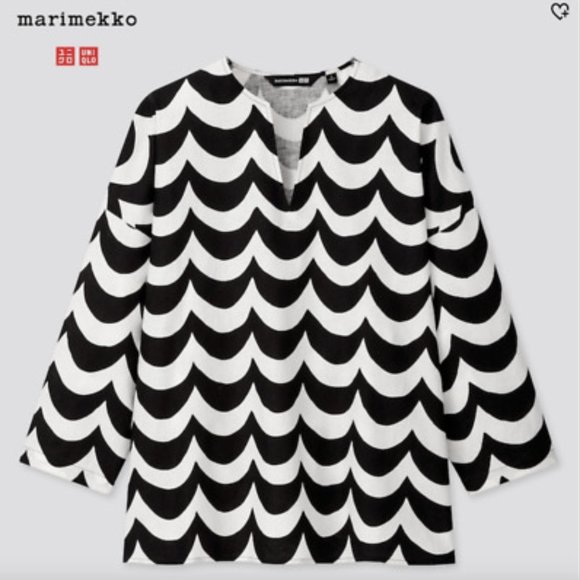 UNIQLO - MARIMEKKO - 3/4 Sleeve Tunic - 09 Black - Picture 2 of 6